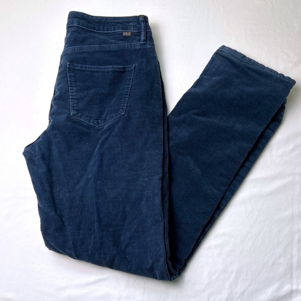 JAG Womens Mid Rise Slim Leg Corduroy Jeans Navy Blue 2P Stretch Classic Preppy